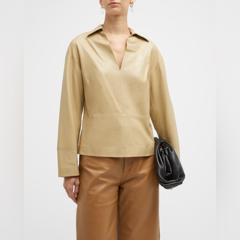 Vince 100% Lamb Leather Blouse | XS